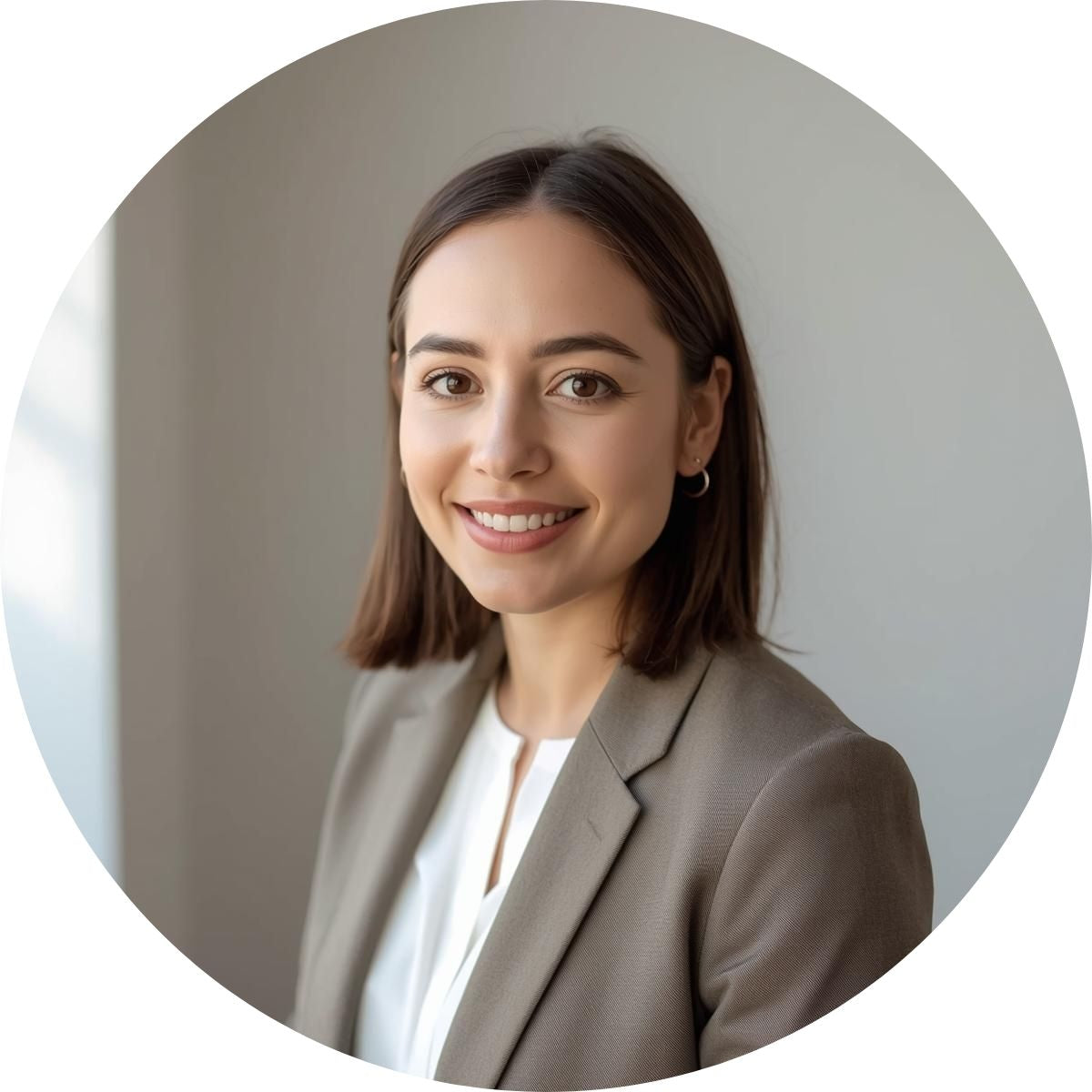 Professional portrait of a career services client sharing results after clarifying career direction.