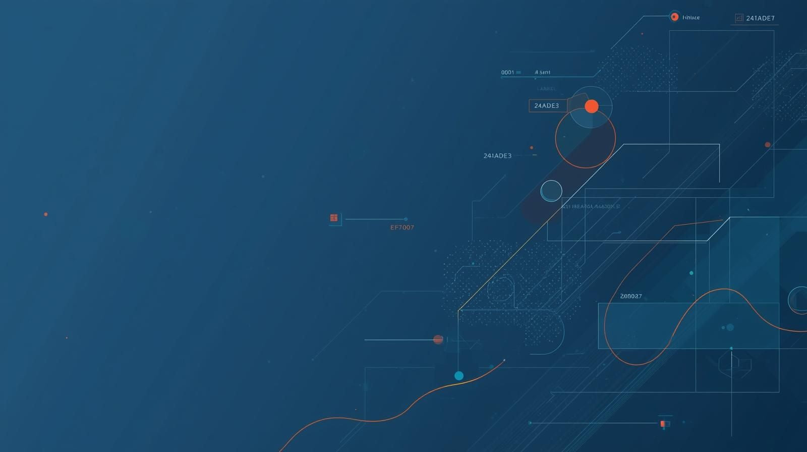 Minimal navy-to-teal gradient background with subtle system lines and aqua and orange data points, used for Structura Tech Ops mobile call-to-action section.”
