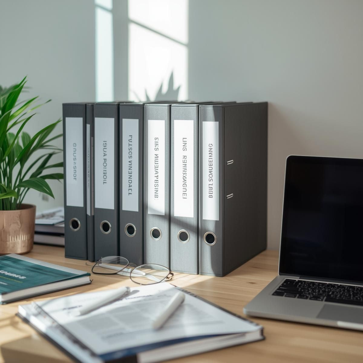 Professional Canadian leadership desk featuring binders labeled continuity plans, leadership documentation, and succession planning, with soft natural light — representing long-term business continuity and preparedness systems.